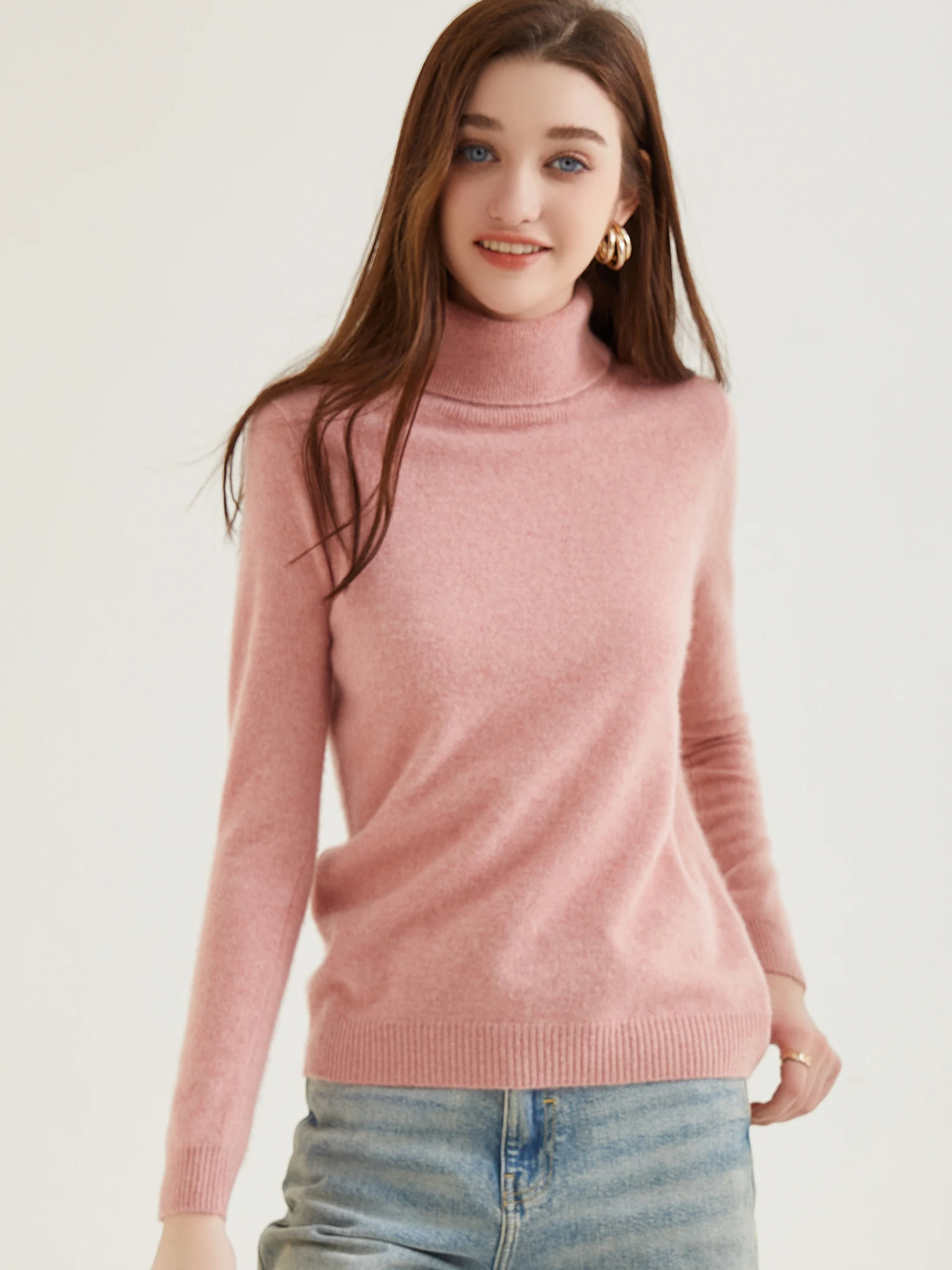 Maglione da donna maglione di Cashmere donna maglieria a collo alto in lana 100% Cashmere top pullover a maniche lunghe maglioni abbigliamento