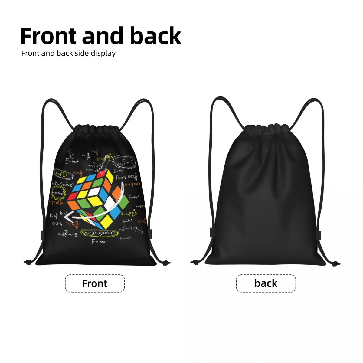 Cool Math Rubix Rubik Player Cube mochila con cordón para hombre y mujer, mochila plegable para deportes, gimnasio, amantes de las matemáticas