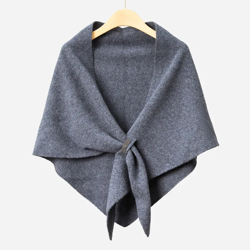 Pure Wool Keyhole Wraps Scarves Pull Through Triangle Shawl