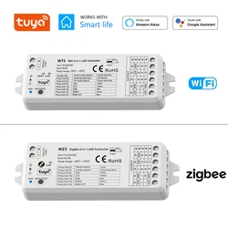 12V 24V 5 in1 WiFi Zigbee Smart LED Strip Controller Dimmer CCT RGBW RGB + CCT RGBCW Tuya Smart Life APP Remote f Alexa Google Home