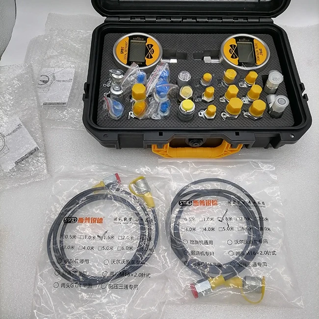 Construction machinery parts pressure gauge set excavator parts hydraulic pressure test kit 2 gauges set pressure testing tools