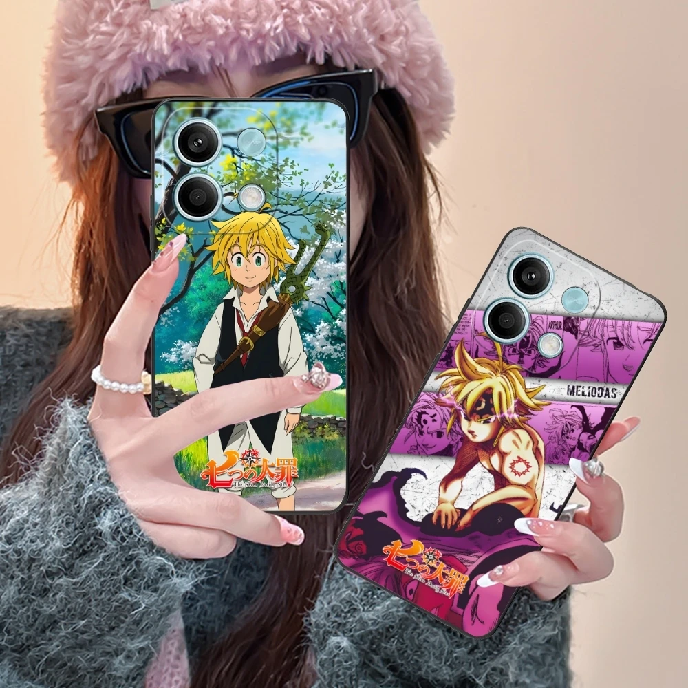 Seven Deadly Sins Meliodas Cell Phone Case for Xiaomi Redmi Note 13 12 11 10 9 8 7 6 S A Pro Lite Plus 5G Black Cover Shell