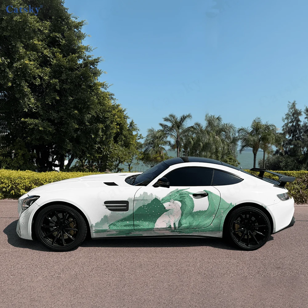 

Dragon Fox уютная боковая наклейка автомобиля, ПВХ, самоводонепроницаемая палочка, яркие автомобильные внешние аксессуары, декор, защитный подарок для влюбленных