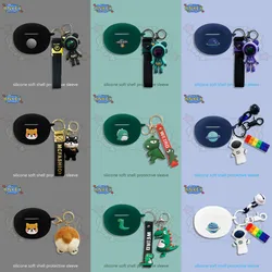 Case for Baseus AirGo AS01 , AS10 , AirGo 1Ring Silicone Case Green Dinosaur Earbuds Soft Protective Cover Skin with Hook