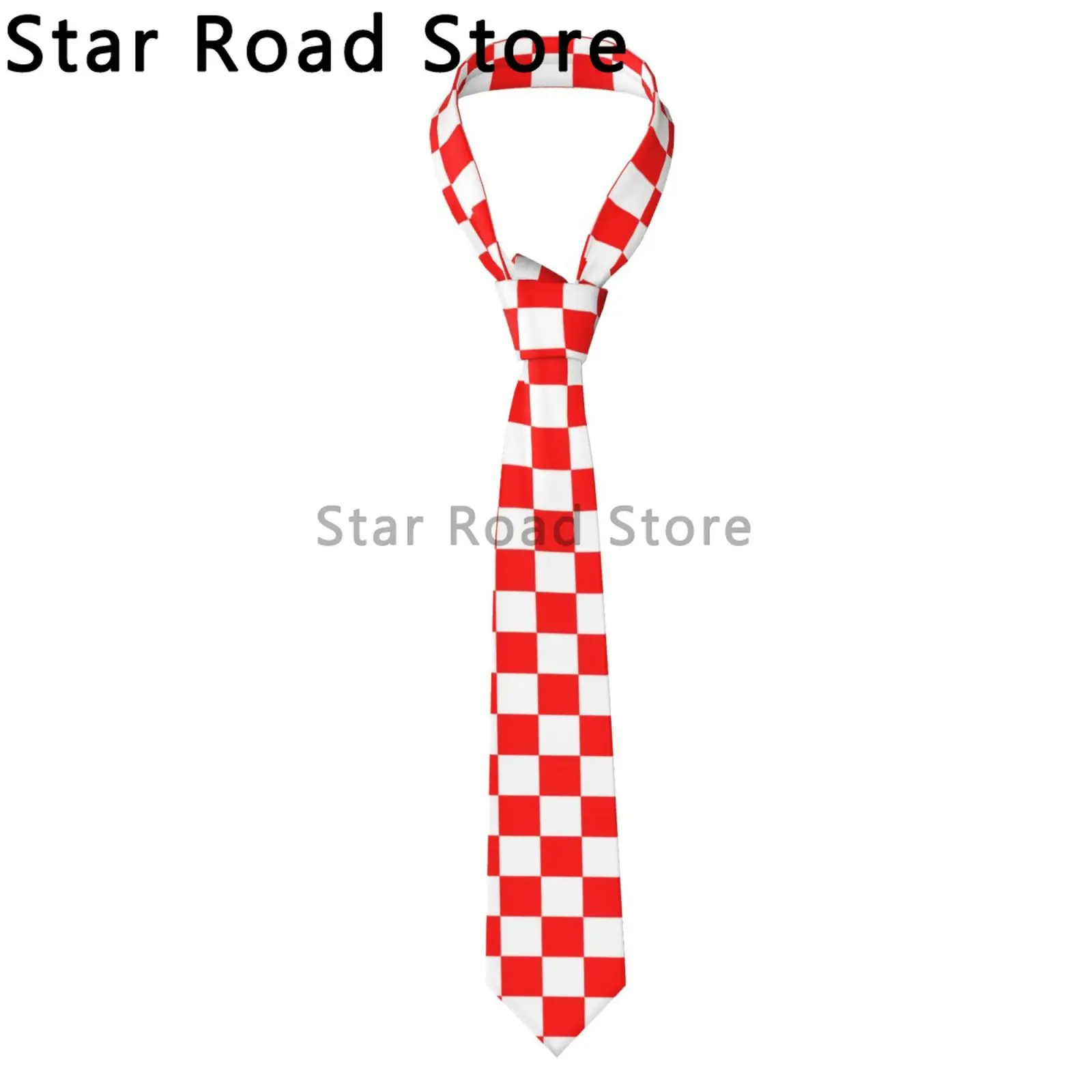 Racing Black, white and red check Flag Neck Ties Men Elegant Necktie Accessories High Quality Design Collar Tie