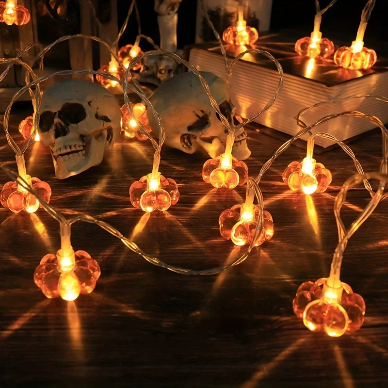 Battery Powered Orange Pumpkin 10/20LED String Lights Halloween Thanksgiving Christmas Indoor Party Home Bedroom Decorations