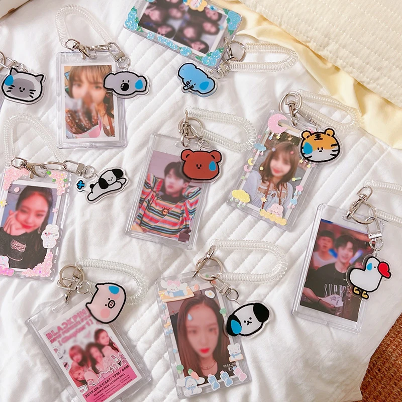 Transparent Acrylic Photocard Holder 3 Inch Korean Idol Photo Card Holder Bus Card ID Holder Pendant Keychain Stationery