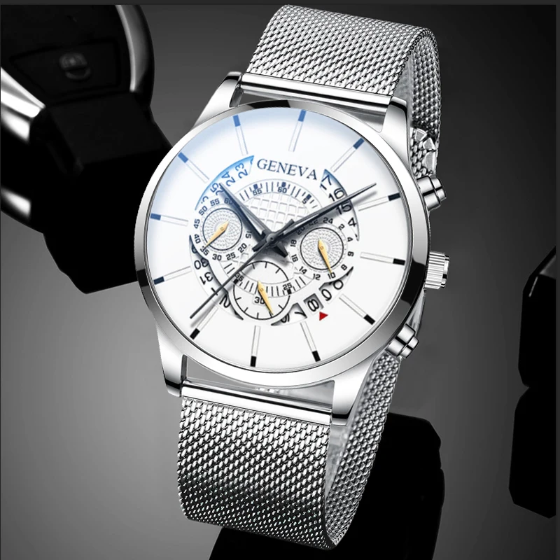 

2022 Watches Mens Fashion Sports Watch Men Business Stainless Steel Mesh Belt Quartz Wrist Watch Male Clock relogio masculino