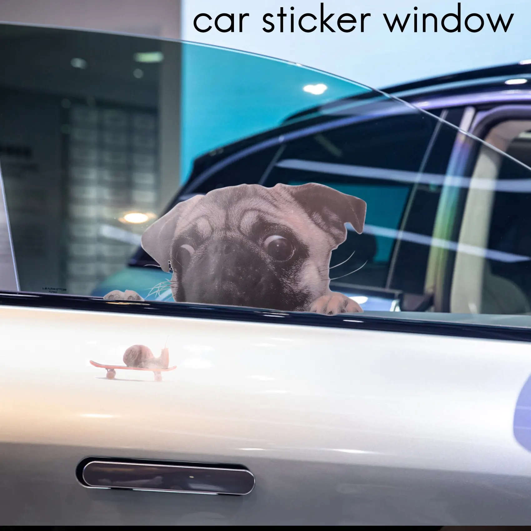 Funny Cute Pet Pug Dog Snail 3D Car Window Decals Home Wall Sticker Decoration