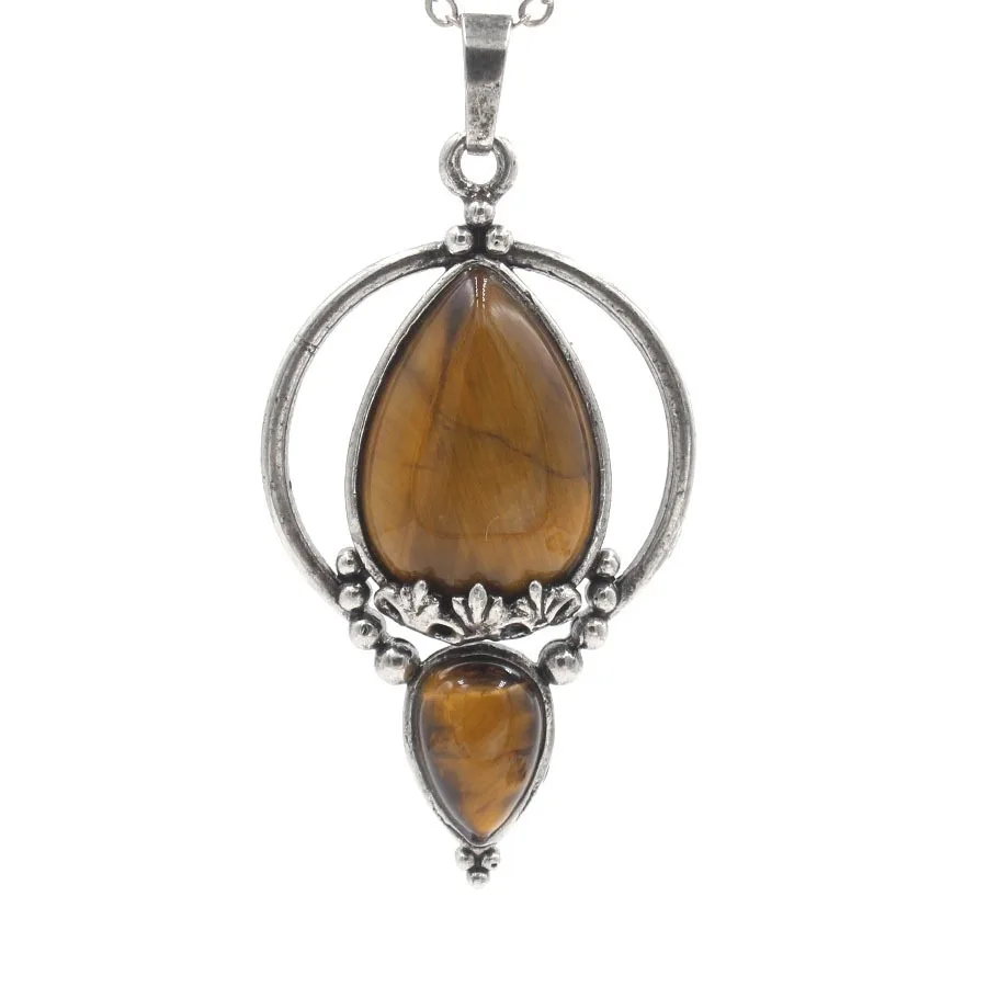 Nuevo collar con colgante de piedra en forma de lágrima de cuarzo de cristal para mujer, cadena de gota de agua de cuarzo rosa con amatista curativa Natural, joyería