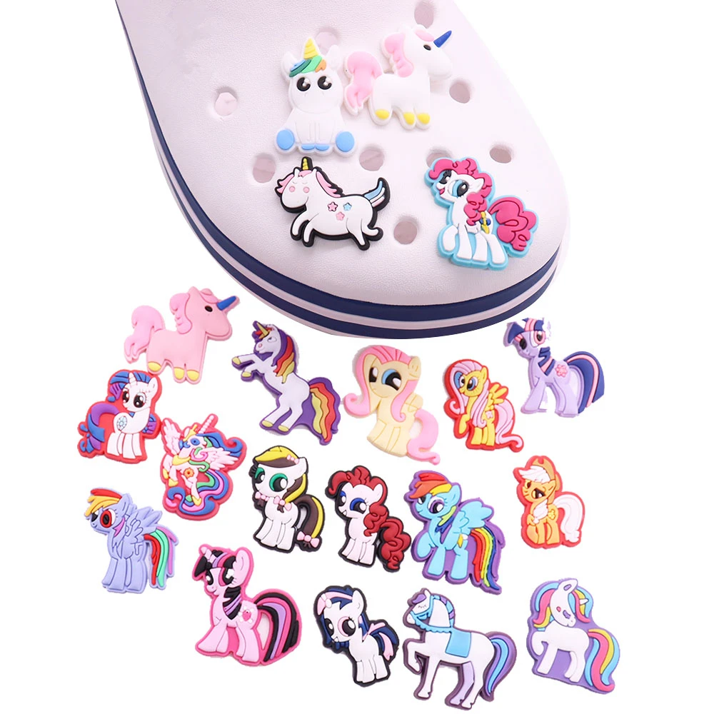 1-25 stücke entzückend mein kleines Pony Einhorn Miniso PVC Schuhe Charms Zubehör für Twilight Sparkle Girls beliebte Sandalen Clogs