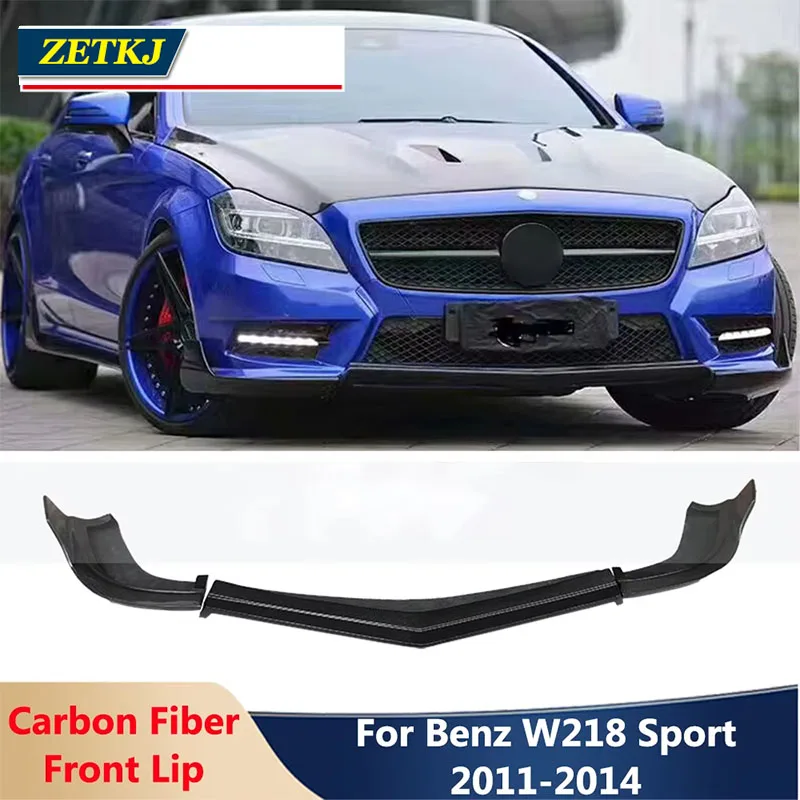 3 Sections R Style Carbon Fiber Front Bumper Lip Shovel Diffuser Chin Protector For Benz W218 CLS300 CLS320 CLS350 Sport Car