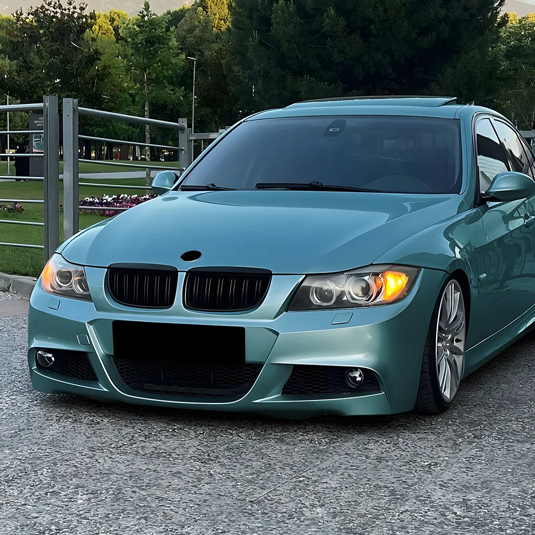 

For BMW 3 Series E90 E91 Pre-LCI 2005-2008 Single Dual Slat Front Grille Gloss Black
