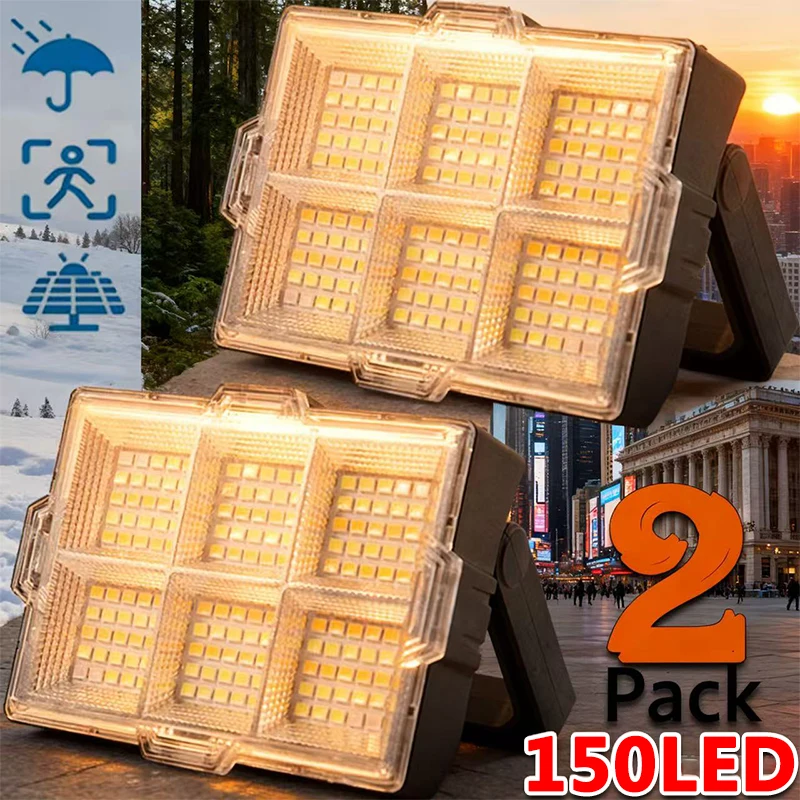 

Portable LED Solar Light Rechargeable Work Lights Camping Lamp, Magnetic Worklight Portable Floodlight With Stand Fishing Repair