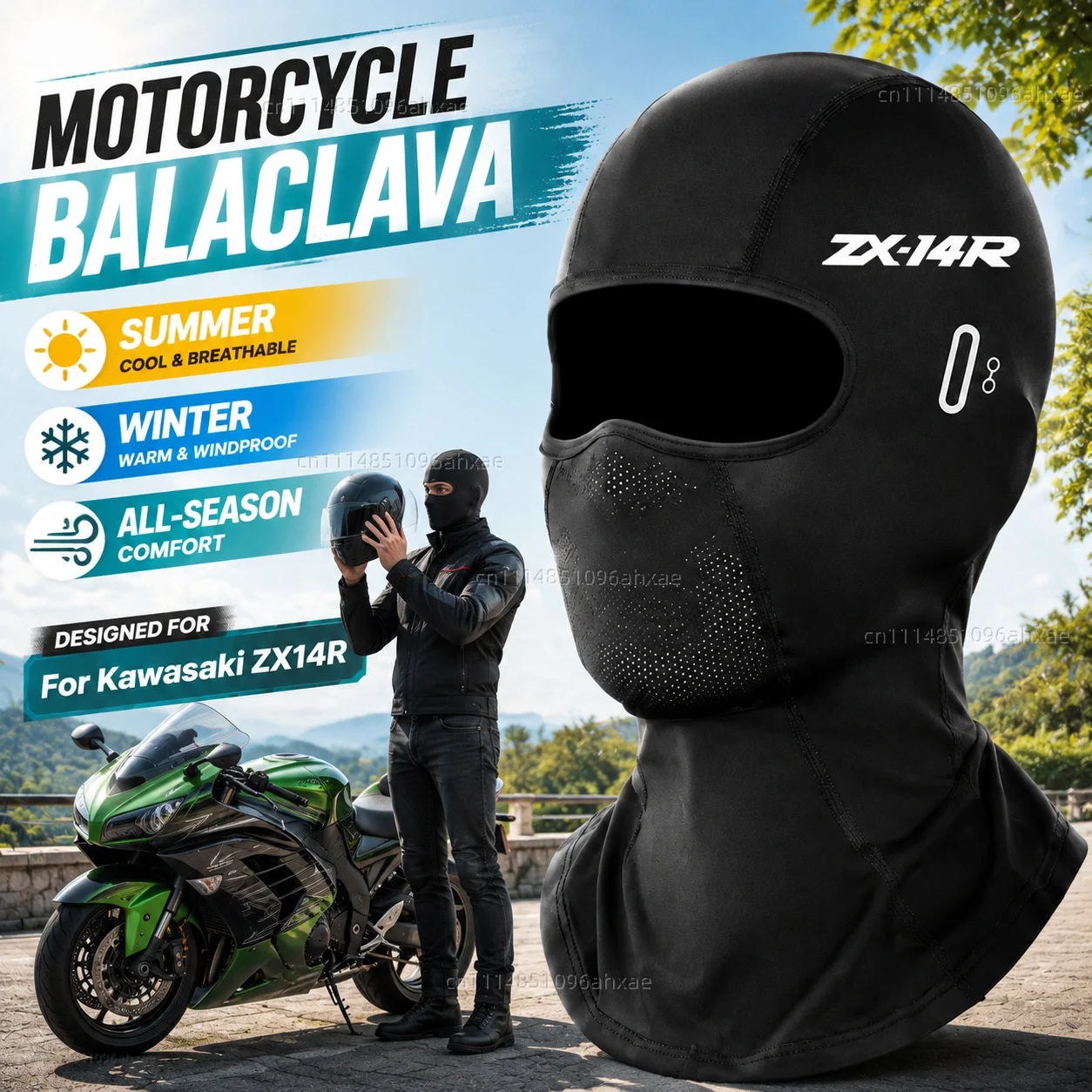 For Kawasaki ZX14R ZX 14R ZX14 R ZX 14 R 2006-2017 Motorcycle Balaclava Summer Glasses Face Breathable Hole Winter Warm