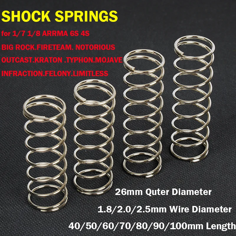 Metal Spring Shock Absorber for 1/8 ARRMA 6S 4S RC MOJAVE TYPHON KRATON OUTCAST BIG ROCK FIRETEAM INFRACTION LIMITLESS Car