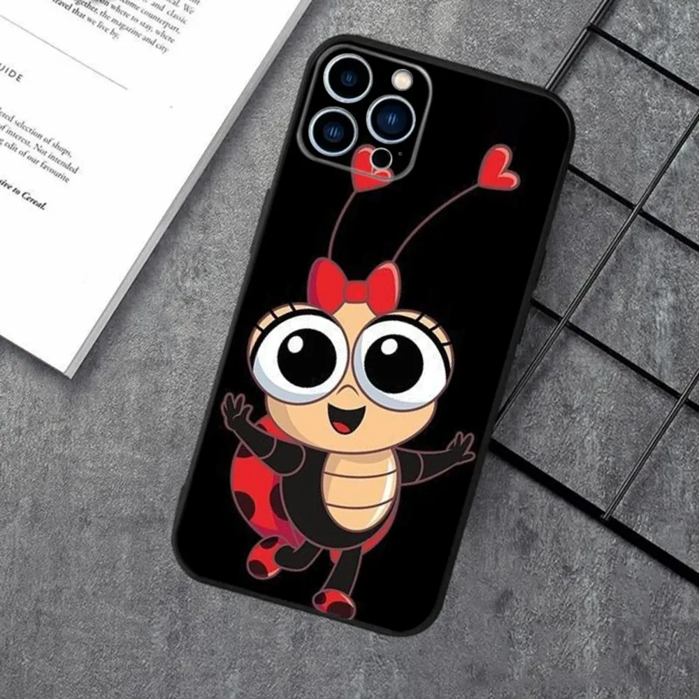 Seven-Star Ladybug Phone Case For Apple iPhone 15,14,13,12,11,XS,XR,X,8,7,Pro,Max,Plus,mini Silicone Black Cover