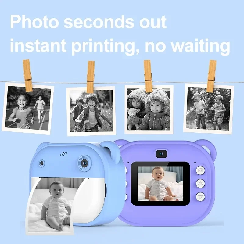 Children Digital Camera Instant Print for Kids Thermal Print Camera Instant Photo Printing Camera Video Toys+32G Memory Card