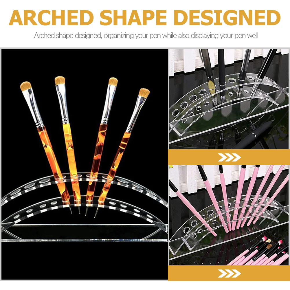 

Acrylic Makeup Brush Holder Pen Display Rack Eyebrow Pen Storage Stand Desktop Organizer for Home Office School