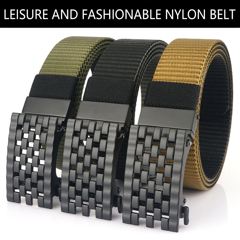 TUSHI New Nylon Automatic Buckle Men Belt Outdoor Tooling Jeans Canvas Waistband High Quality Casual Tactical Belt for Men