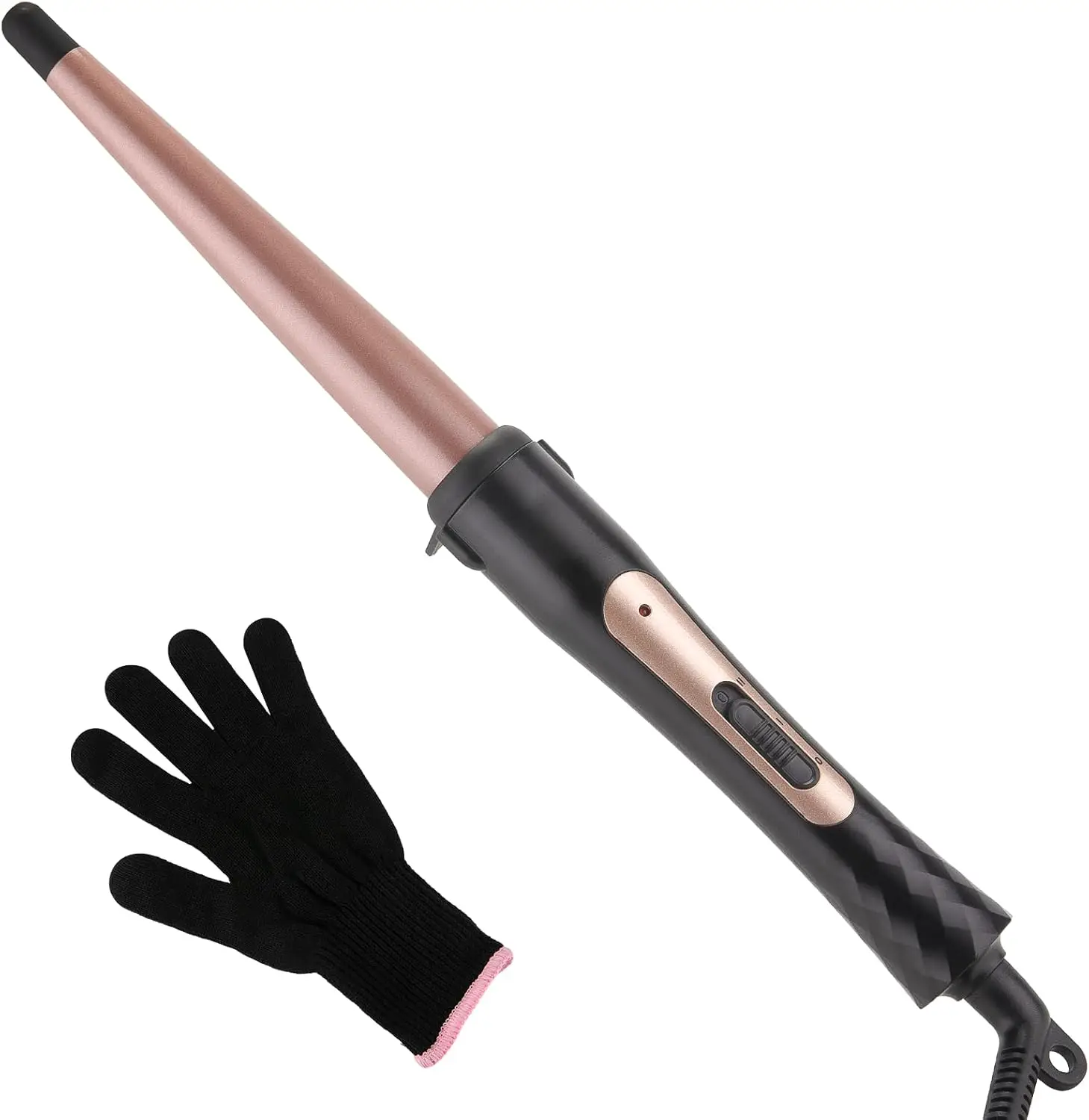 1/2 Inch to 1 Inch Tapered Curling Wand for Short, Medium & Long Hair | Tourmali