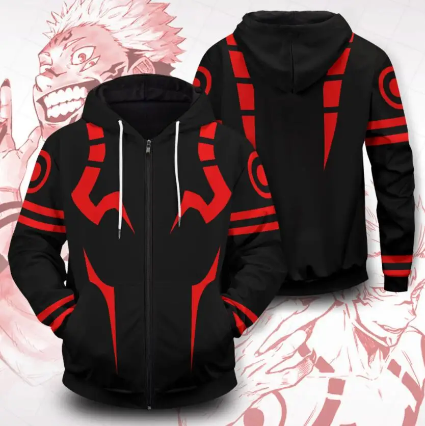 Bluza z kapturem 3D z nadrukiem cyfrowym Jujutsu Kaisen przebranie na karnawał sweter Unisex ubrania Cosplay na Halloween