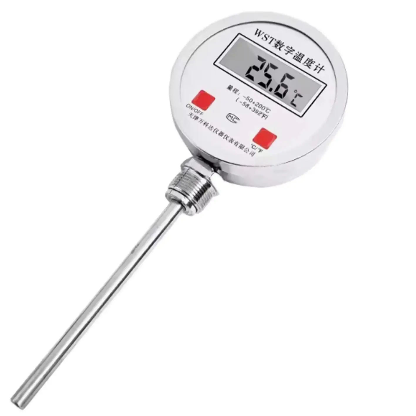 Digital bimetallic stainless steel electronic thermometer with high display accuracy for industrial reaction kettle -50+200