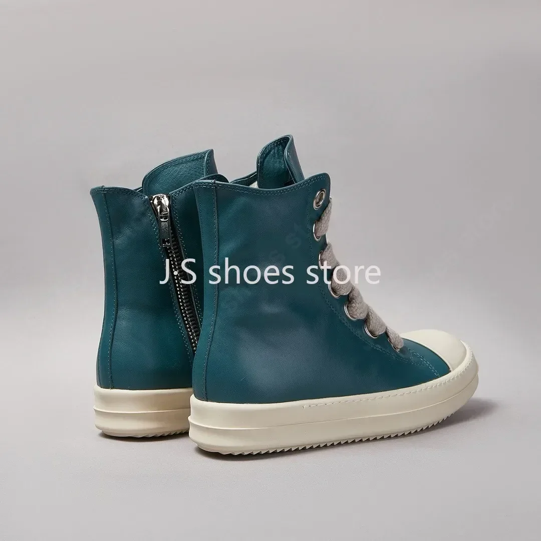 R-o الفاخرة الرجال حذاء رياضة سماوي جلد عالية أعلى حذاء النساء الأحذية جامبو الأربطة حذاء كاجوال جلد البقر أحذية رياضية حذاء بوت بطول الكاحل