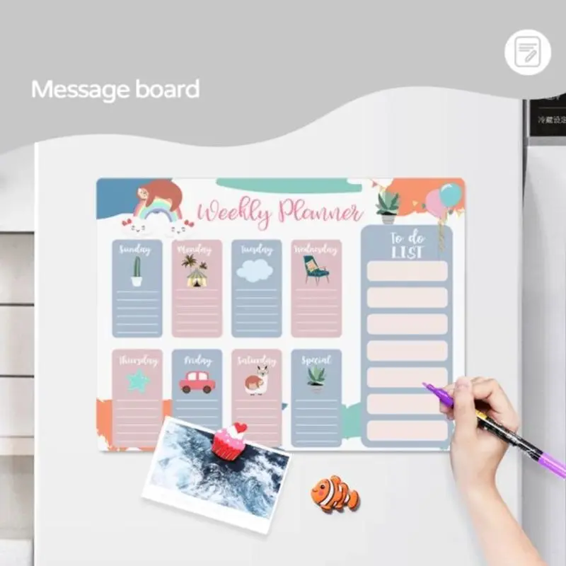 Magnetic Weekly Planner Board Fridge Magnetic Erasable Whiteboard Message Board Planner Calendar For Notes Message Drawing