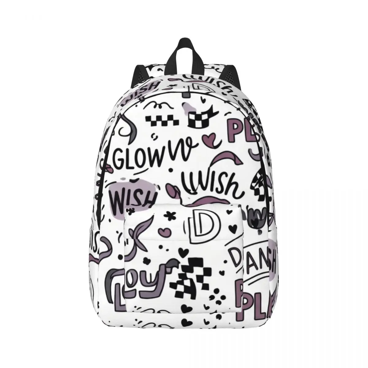 Cool Skull Student Backpack Tossed Dance Play Words Street Graphic Black White Streetwear Bookbag for Teens College Travel Gym