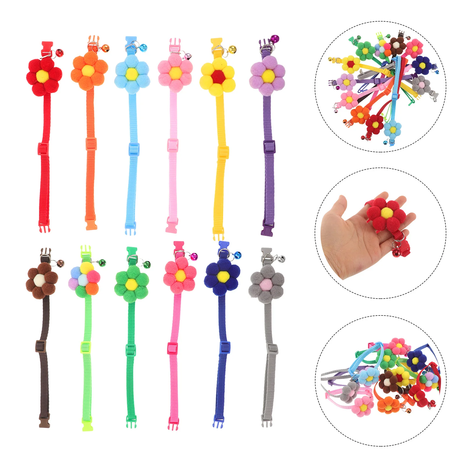 

12Pcs Pet Neck Collar Flower Adjustable Soft Comfortable Cat Dog Flower Collar Puppy Kitten Neck Decor for Party Festival Daily