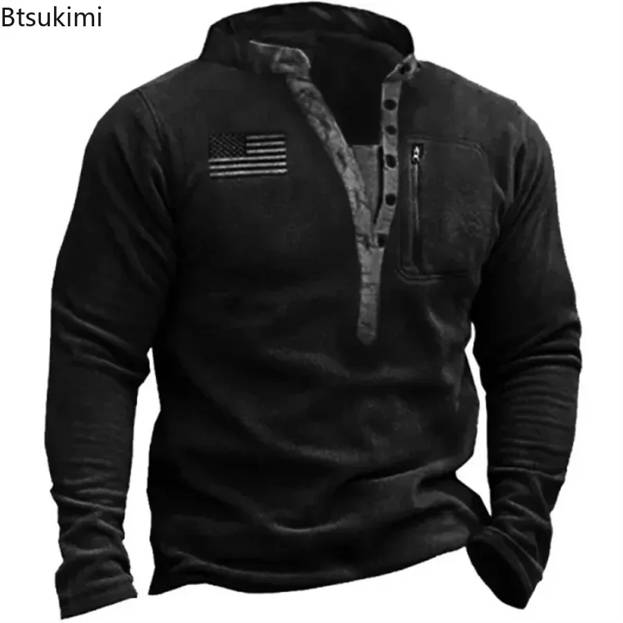 2025 Autumn Winter Men's Fleece Warm Hoodies Outdoor Hiking Sweatshirts Training Tactical Tops Long Sleeve Loose Pullovers Male
