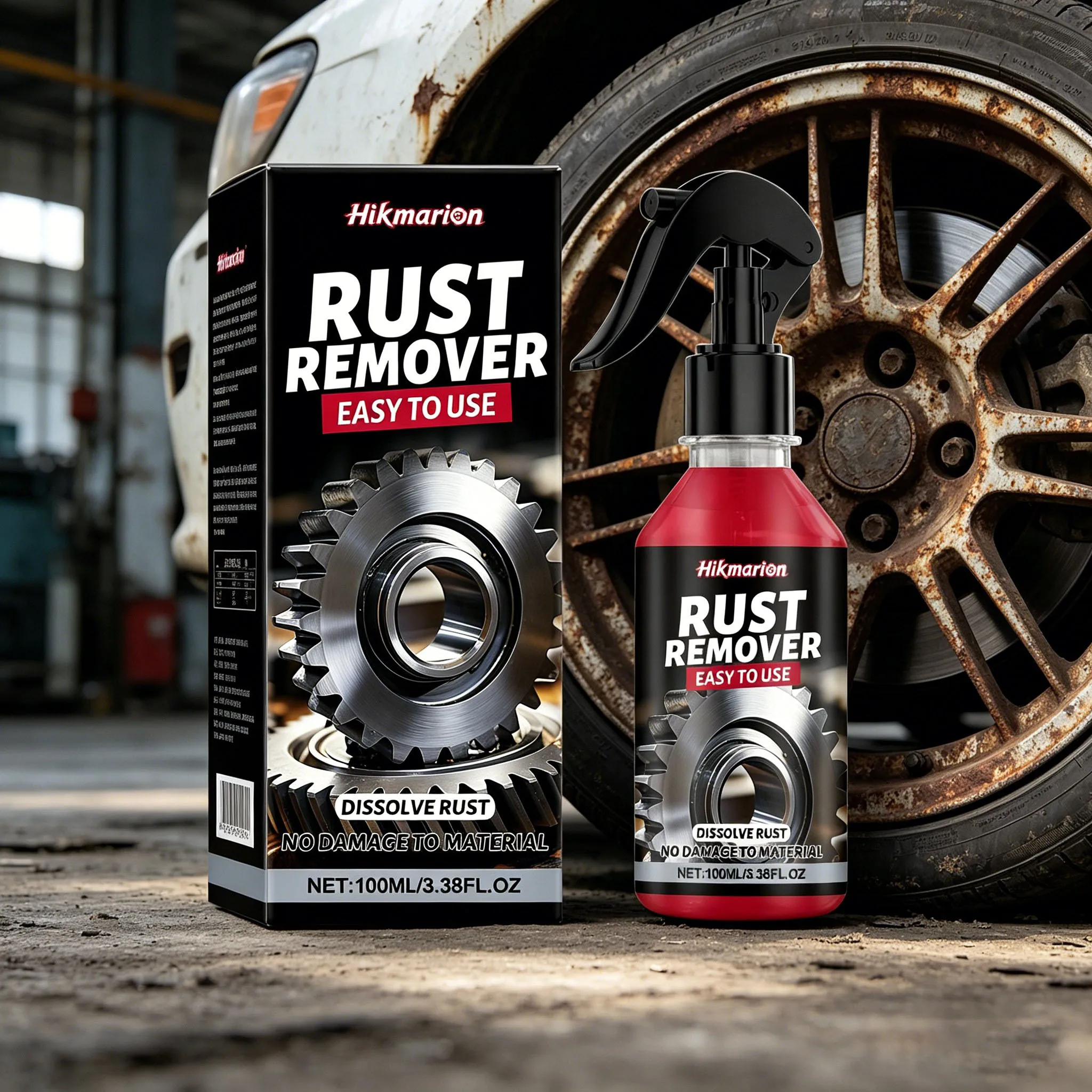 Car Rust Remover Spray Elimination Iron Buildup Chassis Metal Anti-Rust Repair Wheel Rim Brake Drums Paint Protection Degreaser