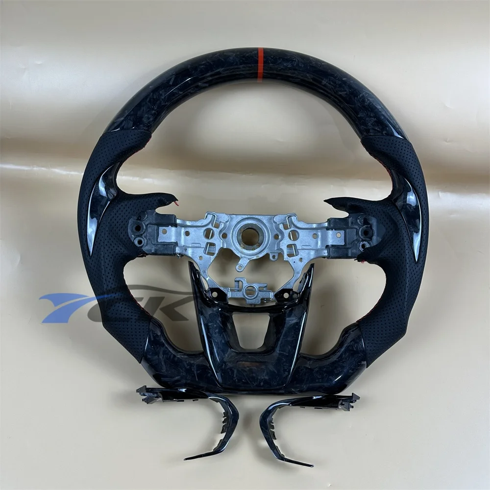 Forged Carbon Fiber Steering Wheel Black Leather Red Stripe for L-exus 2023 2024 2025 2026 Models Performance Auto Accessory