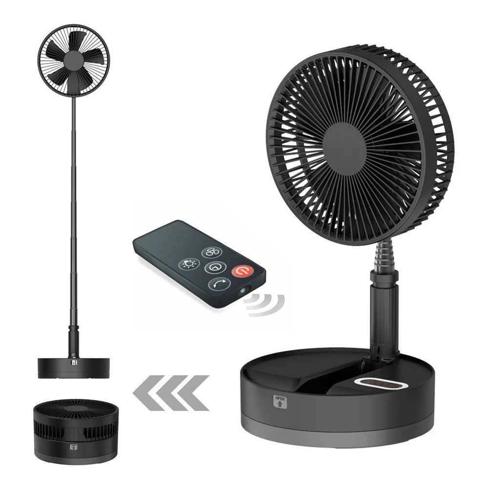 Foldable Fan Foldaway Oscillating with Remote Control, 10800mAh Battery Operated Fans, Portable for Outdoor, Courtyard, Beach