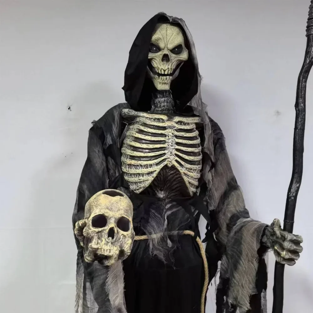 Halloween Haunted House Props Skeleton Big Death Electric Glowing Skeleton Secret Room Haunted House Horror Decoration Ornaments