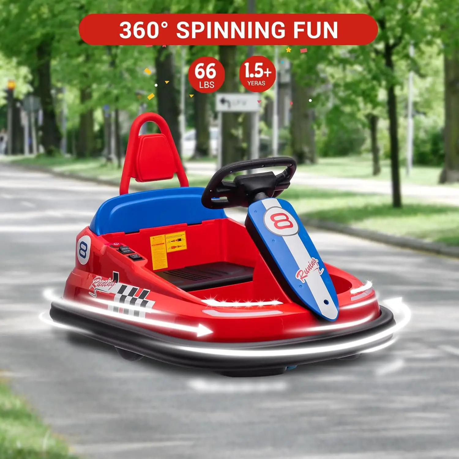 子供用電動バンパーカー 6V 乗用玩具 360度回転 °   ラバーガード デュアル15Wモーター ステアリングホイールコントロール 2速乗用玩具