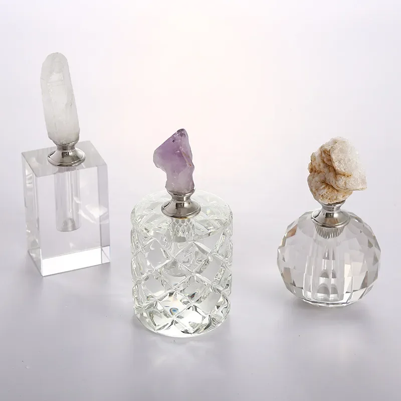 French Style Natural Rough Stone Perfume Bottle Creative Glass Drip Stick Cosmetic Container Advanced European American