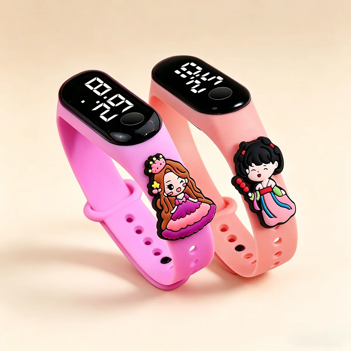 Girls' Cartoon Princess Electronic Watch, Children's Waterproof LED Touch Screen Bracelet Watch, Cute Cartoon Character Electron