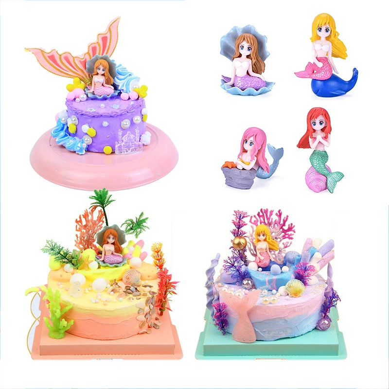 Ozean Kuchen Topper Meerjungfrau unter dem Meer Kuchen Dekorationen Marine Thema Geburtstags feier liefert Meerjungfrau Prinzessin Puppe Figuren