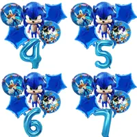 Sonics Number Balloon Anime Cartoon Boys Birthday Party Decoration Aluminum Film Balloons Kids Party Baby Shower Ballons Gift