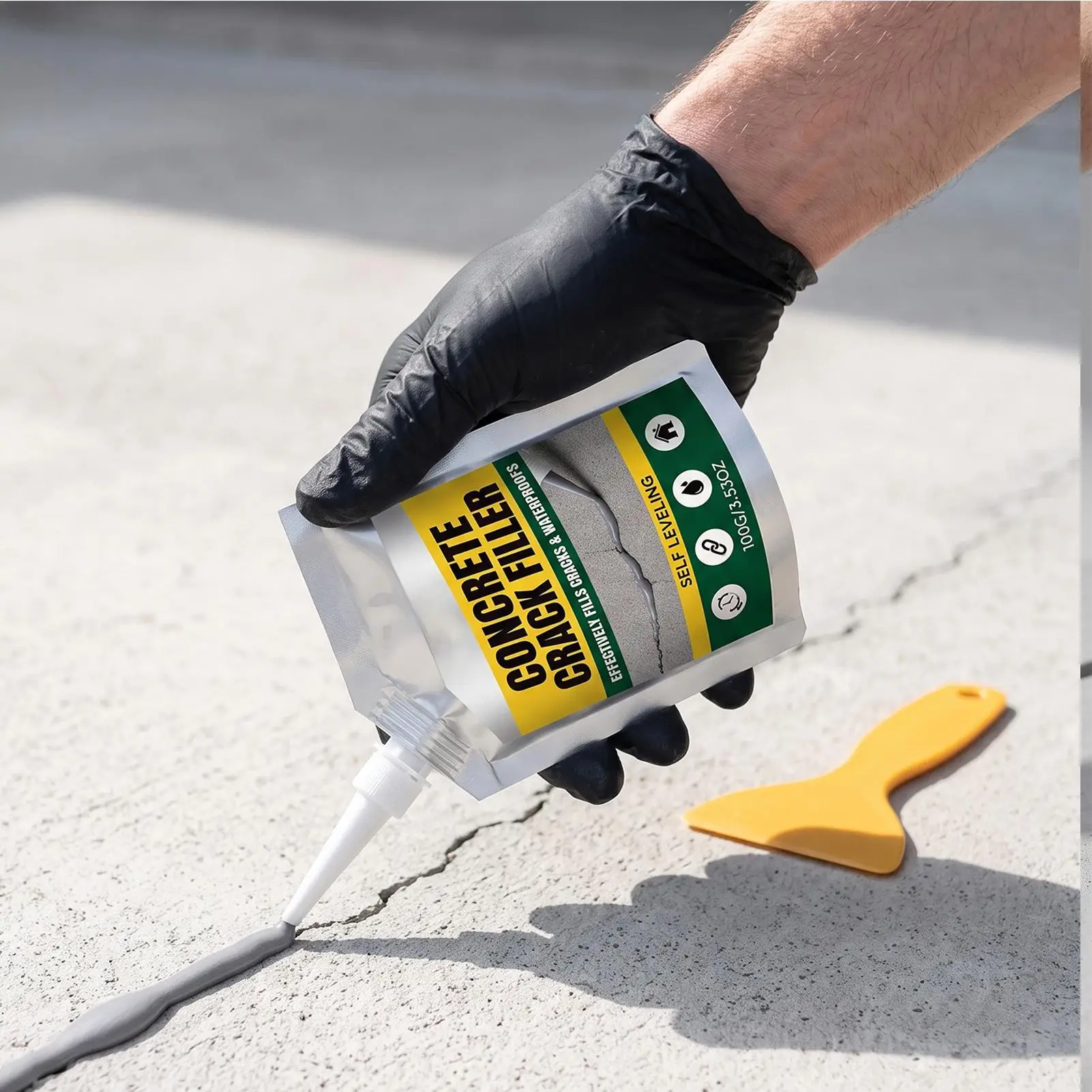 Crack Filler Concrete Repair 100g Self Leveling Cement Sealant Wall Driveway Floor Tile Brick Basement Garage Pool Patio