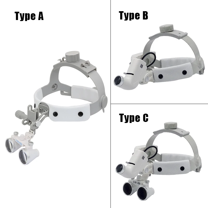 3.5X Headband Dental Loupes 5W LED Light Illuminated Magnifier Optical Glass Lens Dentist Loupe Wide Field of View 320-420mm