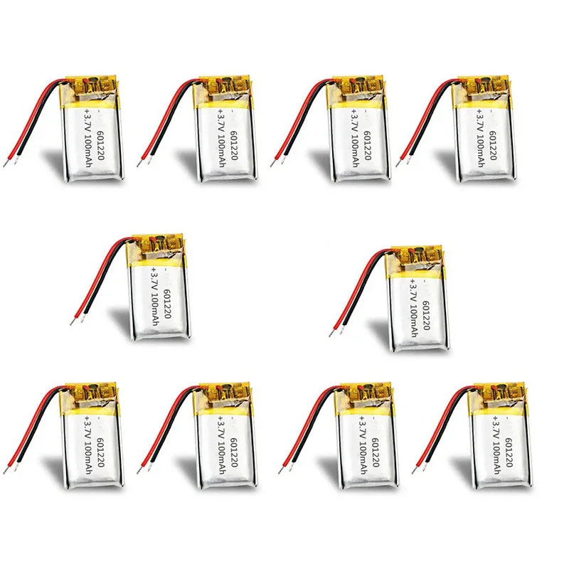 10pcs Banggood 3.7V 100mAh 601220 061220 Lipo Polymer Lithium Rechargeable Li-ion Battery Cells Fit 601221 061221 Model Battery