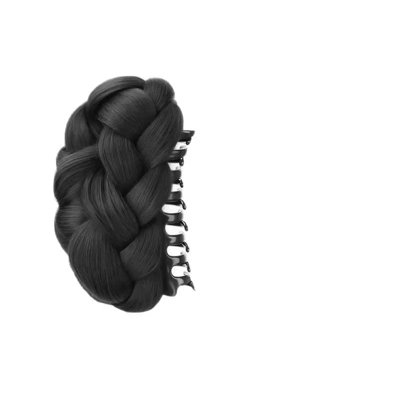 Knotless الشعر التمديد كعكة هيربيسي الملمس الإحساس مشبك شعر الألياف الآسيوية الذيل كعكة عقال أداة لعب الشعر المصنوعة في الصين