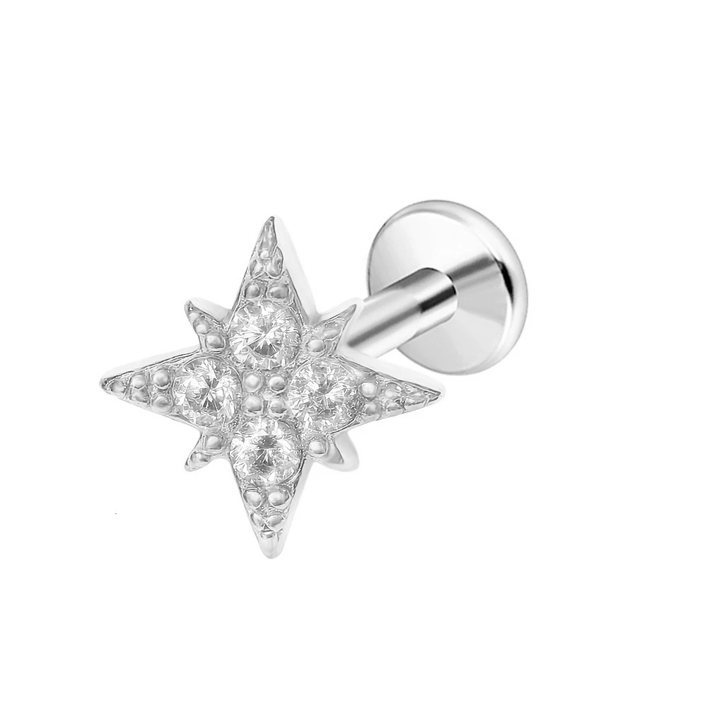 Titanium Star Threadless Piercing Earring for Cartilage