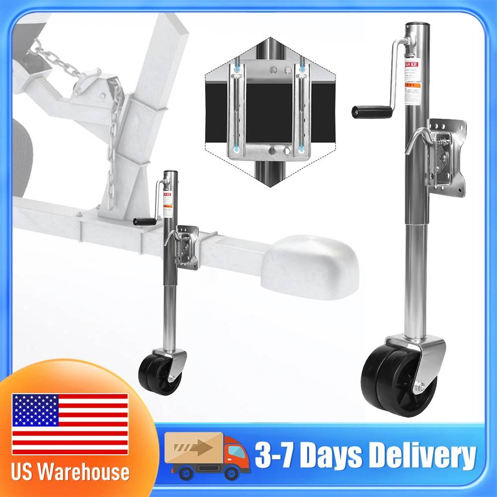 

10 Inch Lift Dual Wheel Trailer Jack 2000 Lbs Load Heavy Duty Swivel RV Trailer Jack Corrosion Resistant for Boat and Travel