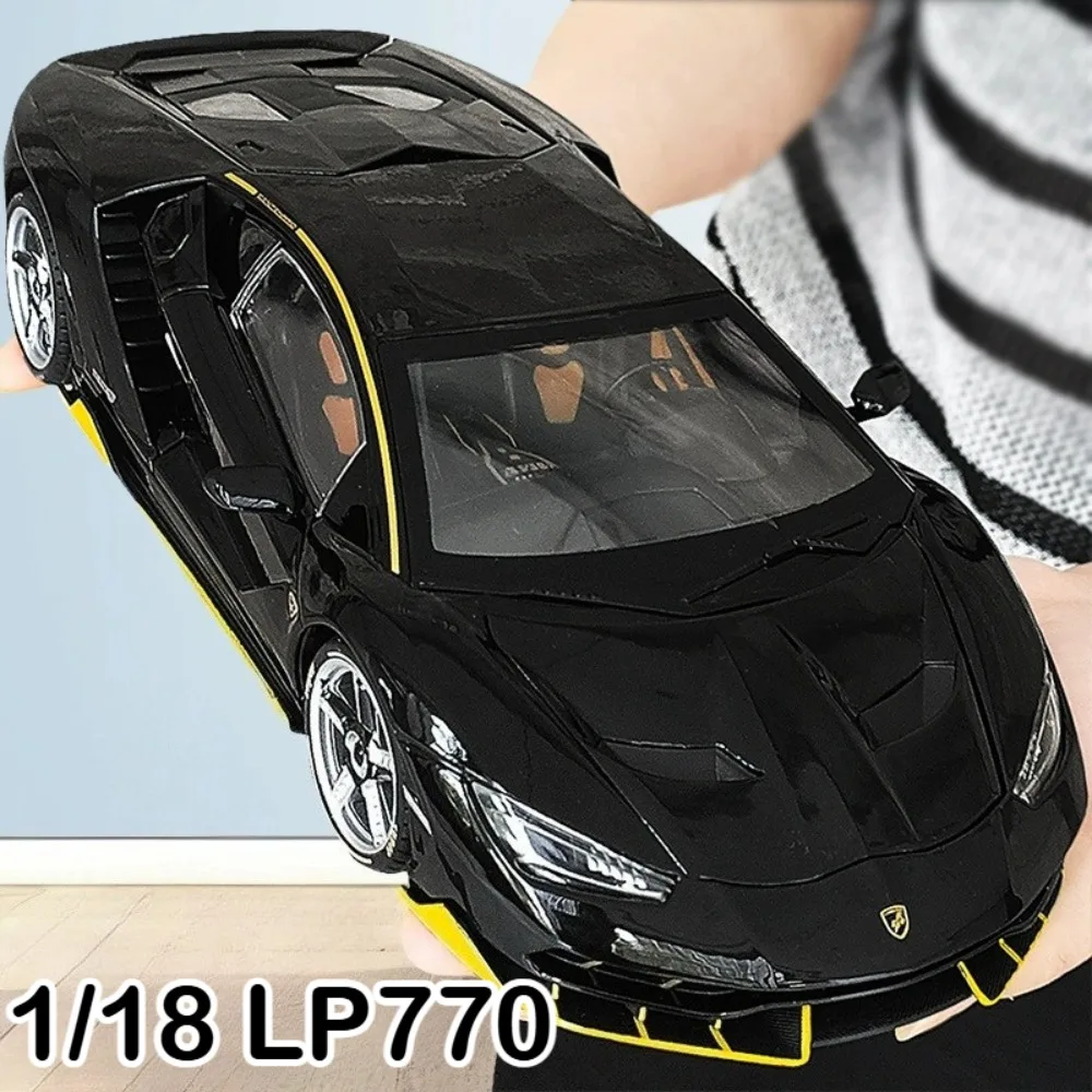 

1:18 Lambor LP770 ONE, спортивный автомобиль из сплава, литая под давлением модель игрушки, звук, свет, открытые двери, транспортные средства для взрослых, мальчиков, подарок на день рождения