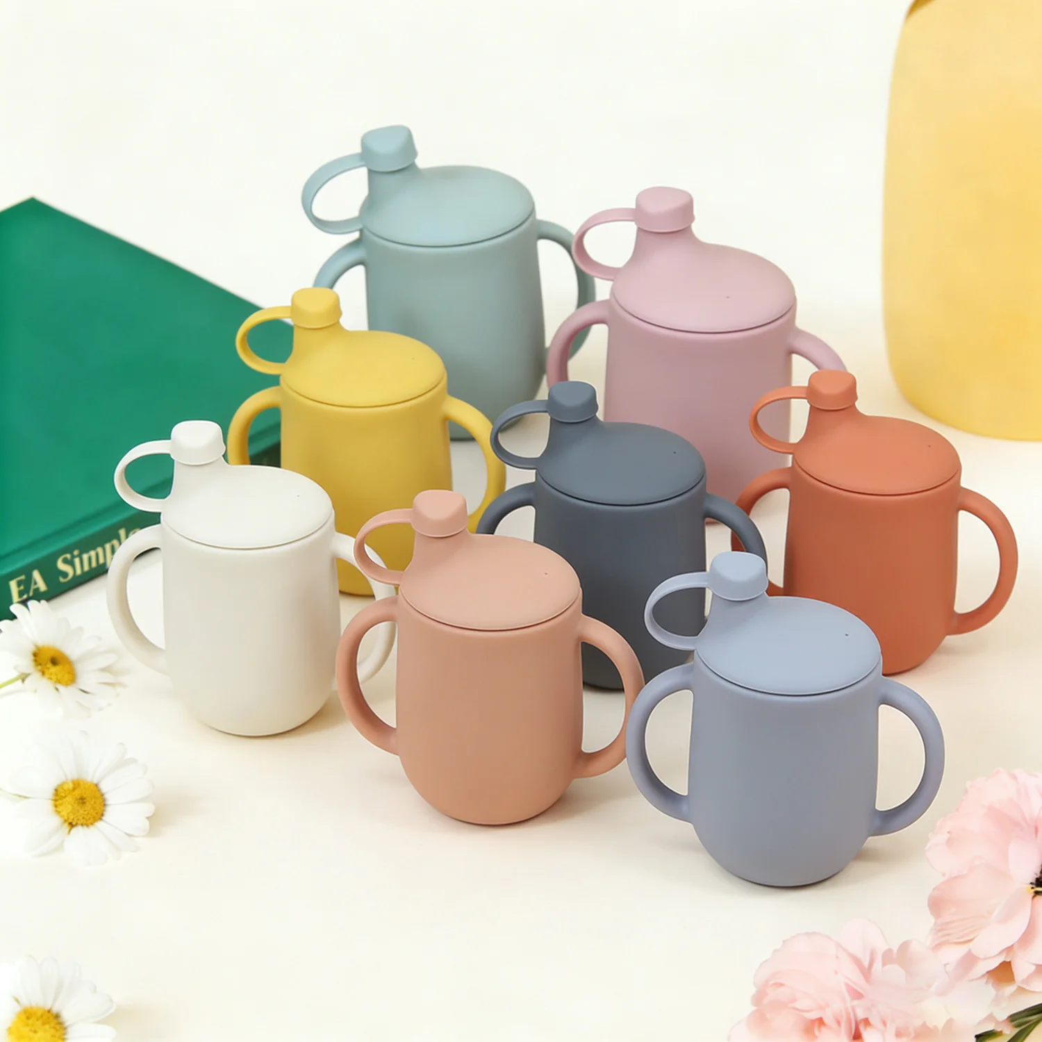 Silicone Baby Sippy Cup Toddle Water Cup Baby Feeding Training Cup With Lid