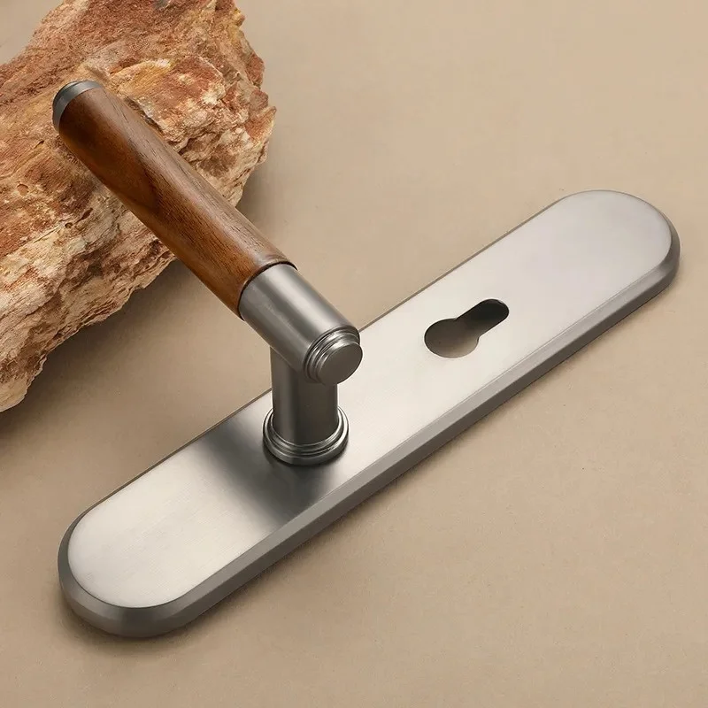 New Chinese Style Indoor Bedroom Door Lock Wood Grain Handle Universal Household Magnetic Silent Room Door Lock